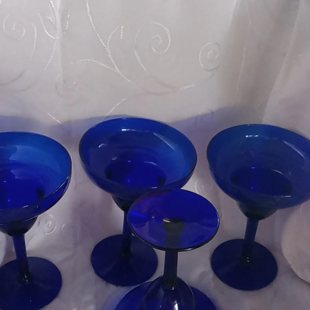 Beautiful Cobalt Blue Margarita Glasses From The 80 'S